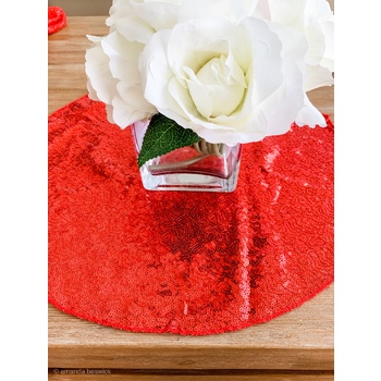thumb_10pk Sequin Round Placemat / Centrepiece Mat - Red