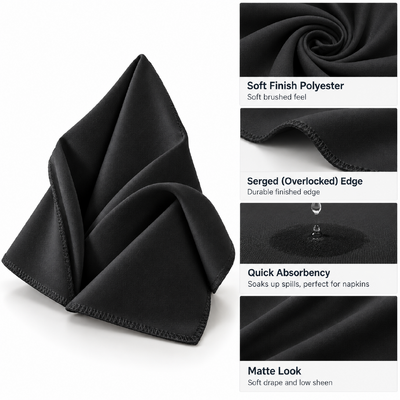 thumb_Cloth Napkin - Soft Finish Polyester - Black
