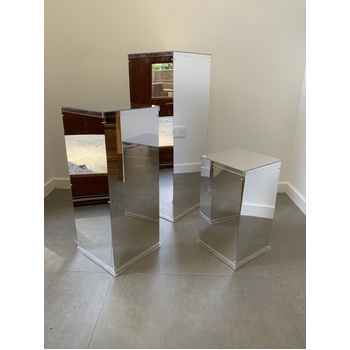 thumb_FACTORY SECONDS Set of 3 - Silver Mirrored Acrylic Pedestal Risers/Flower Stands