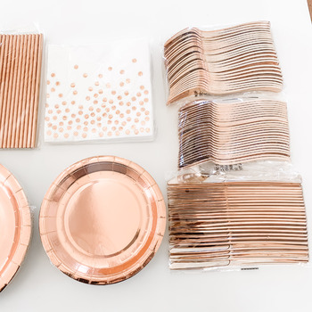 thumb_24 Person 192pc Rose Gold - Paper Party Plate Set