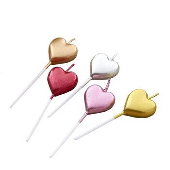 thumb_1 x  Pink Heart Birthday Cake Candle