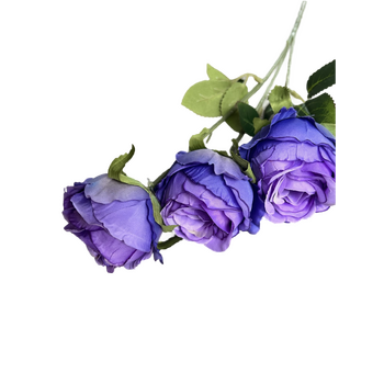 thumb_65cm - 3 Head Rose Flower Stem - Purple/Violet