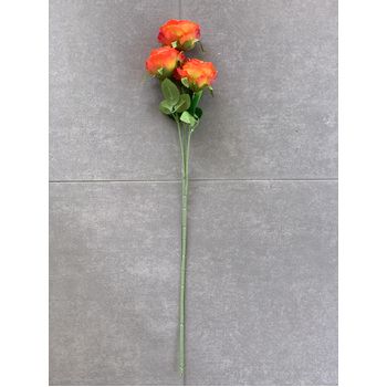 thumb_65cm - 3 Head Rose Flower Stem - Orange
