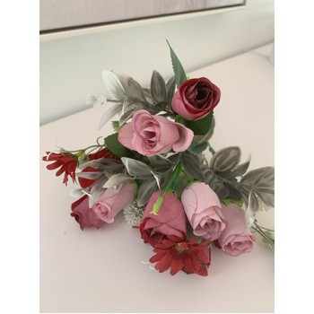 thumb_Red/Mauve Toned Rose Bud Filler Flower Bunch