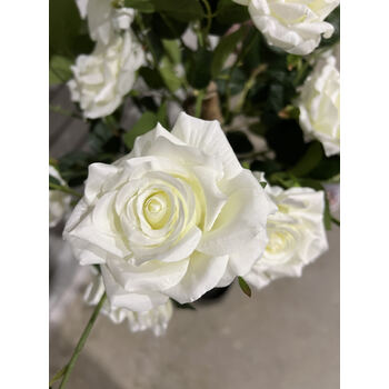 thumb_120cm White Artificial Rose Topiary Bush - Potted  