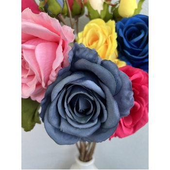 thumb_66cm Dusty Blue Artificial Rose Stem with Large Bloom and Bud