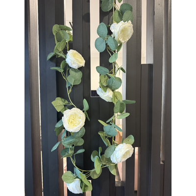 thumb_1.6m Ivory Deluxe Rose & Silver Dollar Eucalyptus Garland