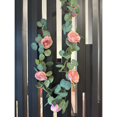 thumb_1.6m Pink Tone Deluxe Rose & Silver Dollar Eucalyptus Garland