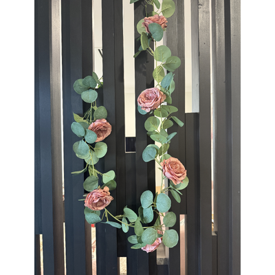 thumb_1.6m Blush Mocha Deluxe Rose & Silver Dollar Eucalyptus Garland