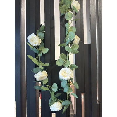 thumb_1.6m White Deluxe Rose & Silver Dollar Eucalyptus Garland