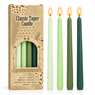 thumb_4pcs - 25cm Green Theme (Taper) Dinner Candle Romantic Candlestick