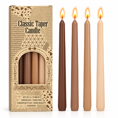thumb_4pcs - 25cm Brown/Natural Theme (Taper) Dinner Candle Romantic Candlestick