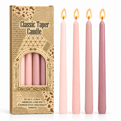thumb_4pcs - 25cm Pink/Mauve Theme (Taper) Dinner Candle Romantic Candlestick