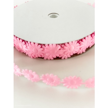 thumb_1.8cm Pink Daisy Flower Polyester Embossed Ribbon  18m