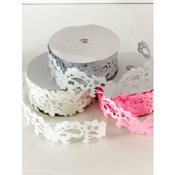 thumb_3.5cm Silver Lace Design Polyester Embossed Ribbon  18m