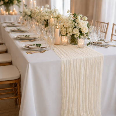 thumb_Extra Long 4m Ivory Cheesecloth Table Runner 90x400cm
