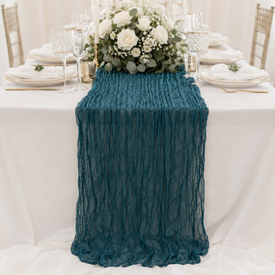 thumb_Extra Long 4m Teal Cheesecloth Table Runner 90x400cm