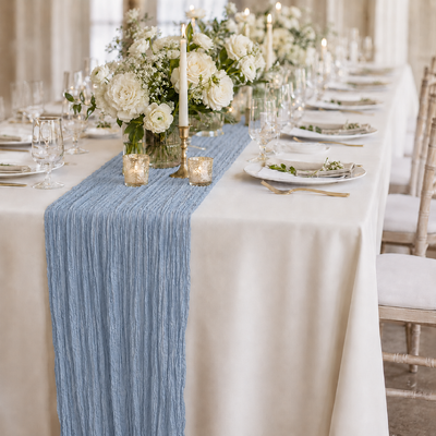 thumb_Extra Long 4m Dusty Blue Cheesecloth Table Runner 90x400cm