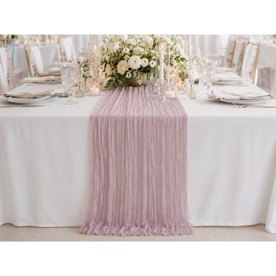 thumb_Extra Long 4m Mauve Pink Cheesecloth Table Runner 90x400cm