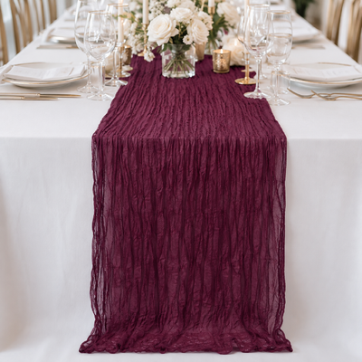thumb_Extra Long 4m Burgundy Cheesecloth Table Runner  90x400cm