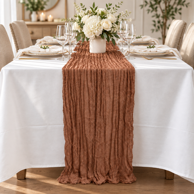 thumb_Extra Long 4m Light Brown Cheesecloth Table Runner 90x400cm