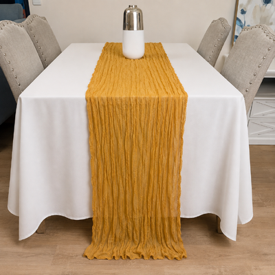 thumb_Extra Long 4m Gold Cheesecloth Table Runner 90x400cm