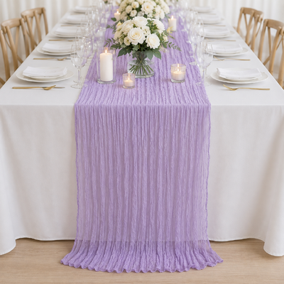 thumb_Extra Long 4m Light Purple Cheesecloth Table Runner 90x400cm
