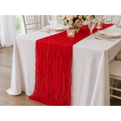 thumb_Extra Long 4m Red Cheesecloth Table Runner 90x400cm