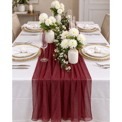 thumb_70cm x 3m Shimmer Chiffon Table Runner – Burgundy