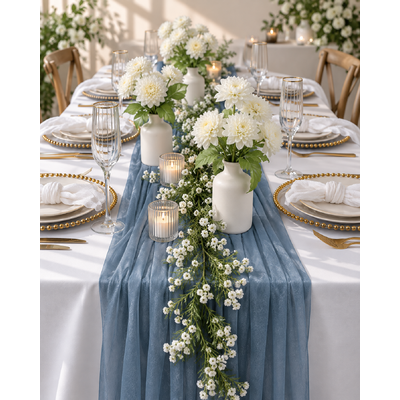thumb_70cm x 3m Shimmer Chiffon Table Runner – Dusty Blue