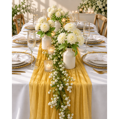 thumb_70cm x 3m Shimmer Chiffon Table Runner – Gold