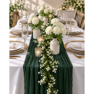 thumb_70cm x 3m Shimmer Chiffon Table Runner – Hunter Green
