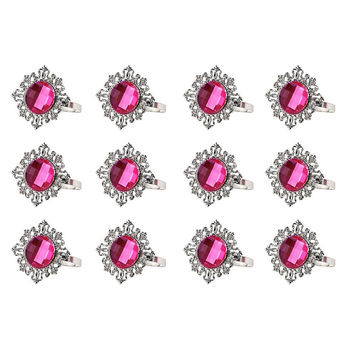 thumb_12pk Fushia Napkin Rings - Diamond Ring Style 