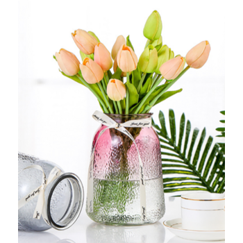 thumb_Two Toned Pink/Clear Glass Decorative Vase - 18cm