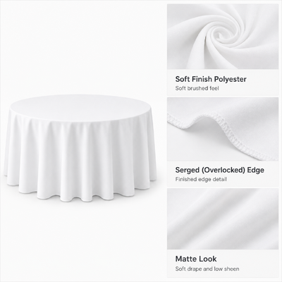 thumb_305cm Soft Finish Polyester Round Tablecloth – White