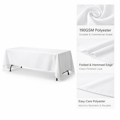 thumb_Rectangle Tablecloth 137x243cm White Polyester