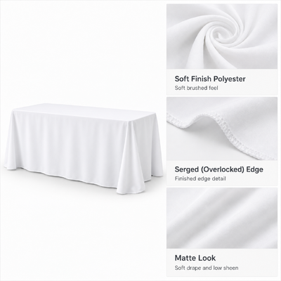 thumb_228x335cm Soft Finish Polyester Trestle Tablecloth – White