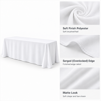 thumb_228x396cm Soft Finish Polyester TrestleTablecloth – White