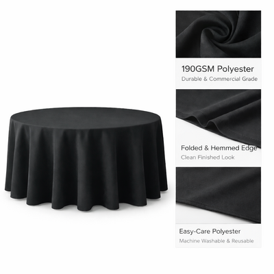 thumb_Round Tablecloth 230cm Black Polyester