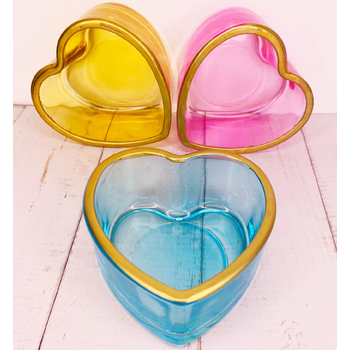 thumb_7cm Heart Shaped Tea Light Holder - Blue/Gold