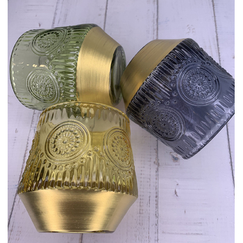 thumb_8cm - Patterened Green Gold Based Tea Light/Votive Candle Holder