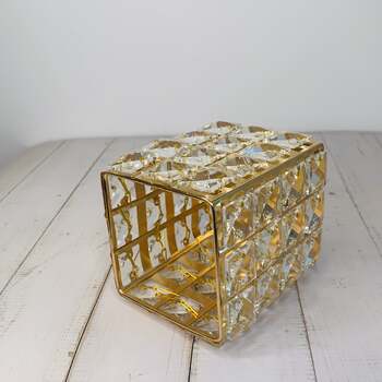 thumb_12cm - Gold Square Crystal Candle Holder/Centerpiece