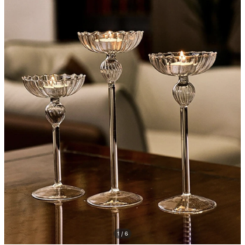 thumb_Glass Stemmed Tealight Holders - 17cm Tall