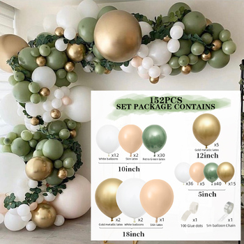 thumb_Eucalyptus/Gold/Cream Theme 152pcs Balloon Garland Decorating Kit