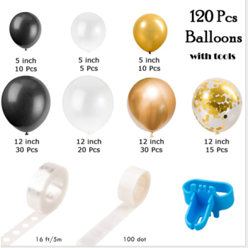 thumb_ Black/Gold/White Theme Balloon Garland Decorating Kit-120pc