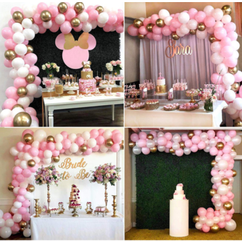thumb_Gold/Pink/White Theme Balloon Garland Decorating Kit- 112pcs