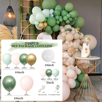 thumb_Eucalyptus/Gold/Apricot Theme 148 pcs Balloon Garland Decorating Kit