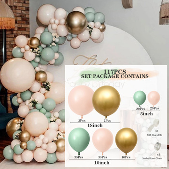 thumb_Eucalyptus/Gold/Apricot Theme 117 pcs Balloon Garland Decorating Kit