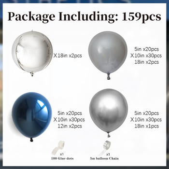 thumb_Silver/Navy/Grey Theme 159pcs Balloon Garland Decorating Kit