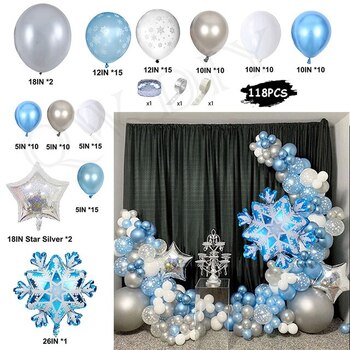 thumb_White Blue Snowflake Themed Balloon Garland Decorating Kit )(Frozen Theme 2)